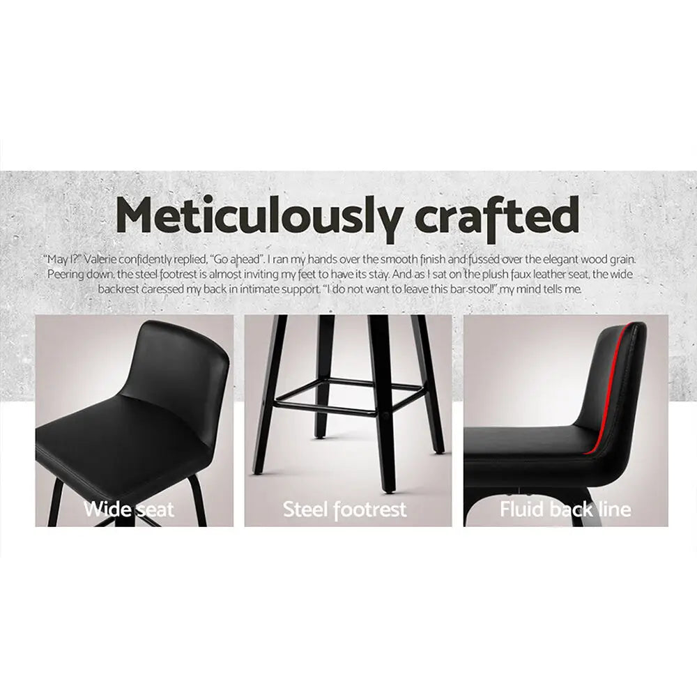 Bar Stools Kitchen Leather Barstools Swivel Wooden Chairs X2