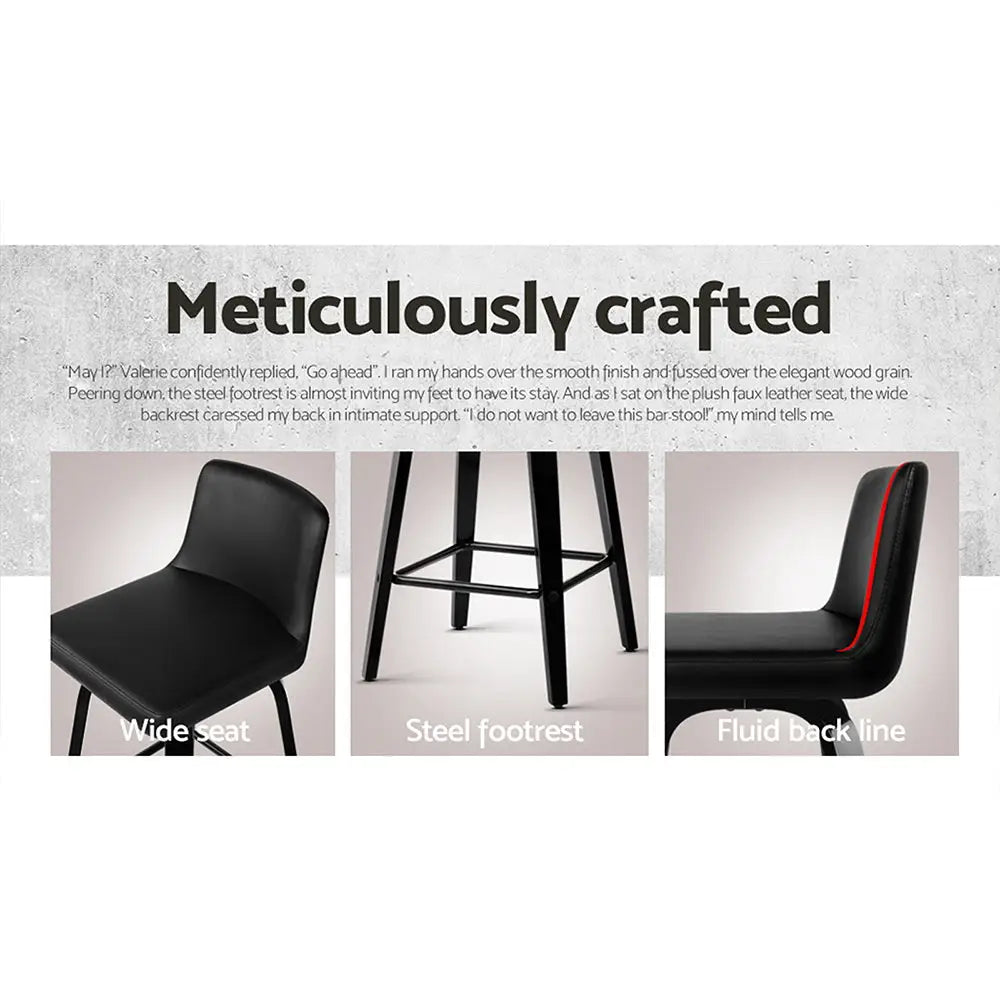 Bar Stools Kitchen Leather Barstools Swivel Wooden Chairs X2