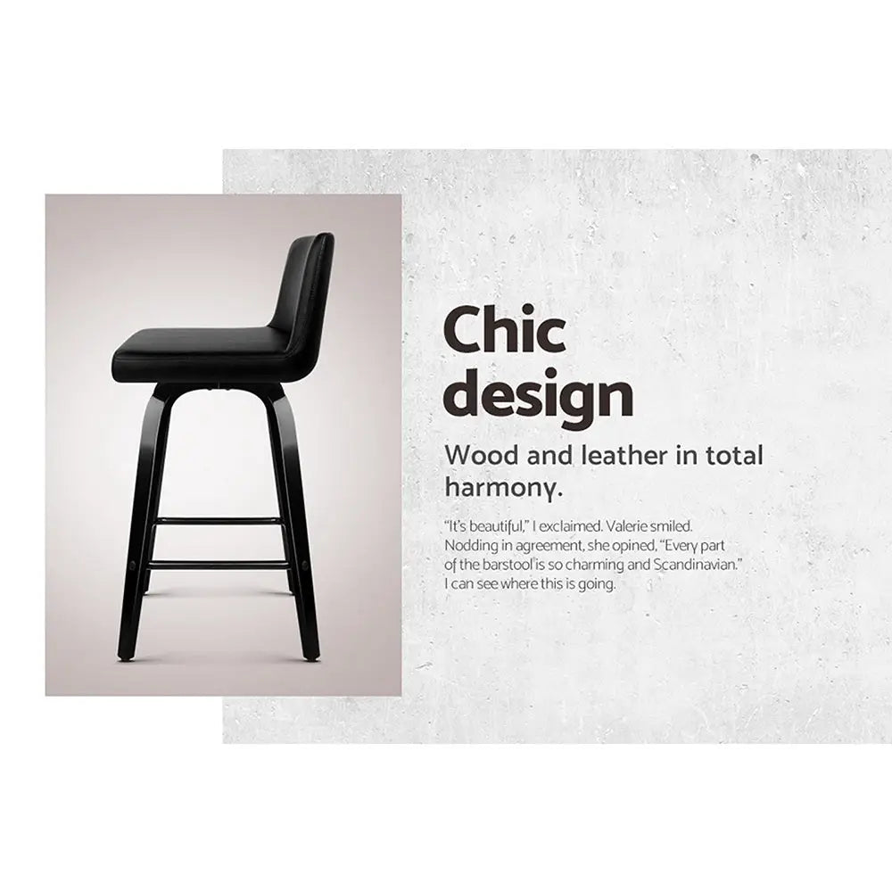 Bar Stools Kitchen Leather Barstools Swivel Wooden Chairs X2