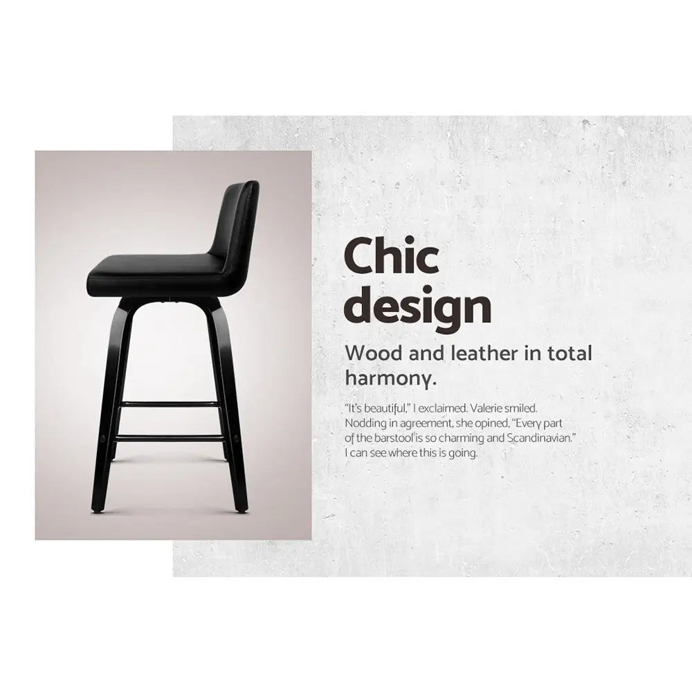 Bar Stools Kitchen Leather Barstools Swivel Wooden Chairs X4