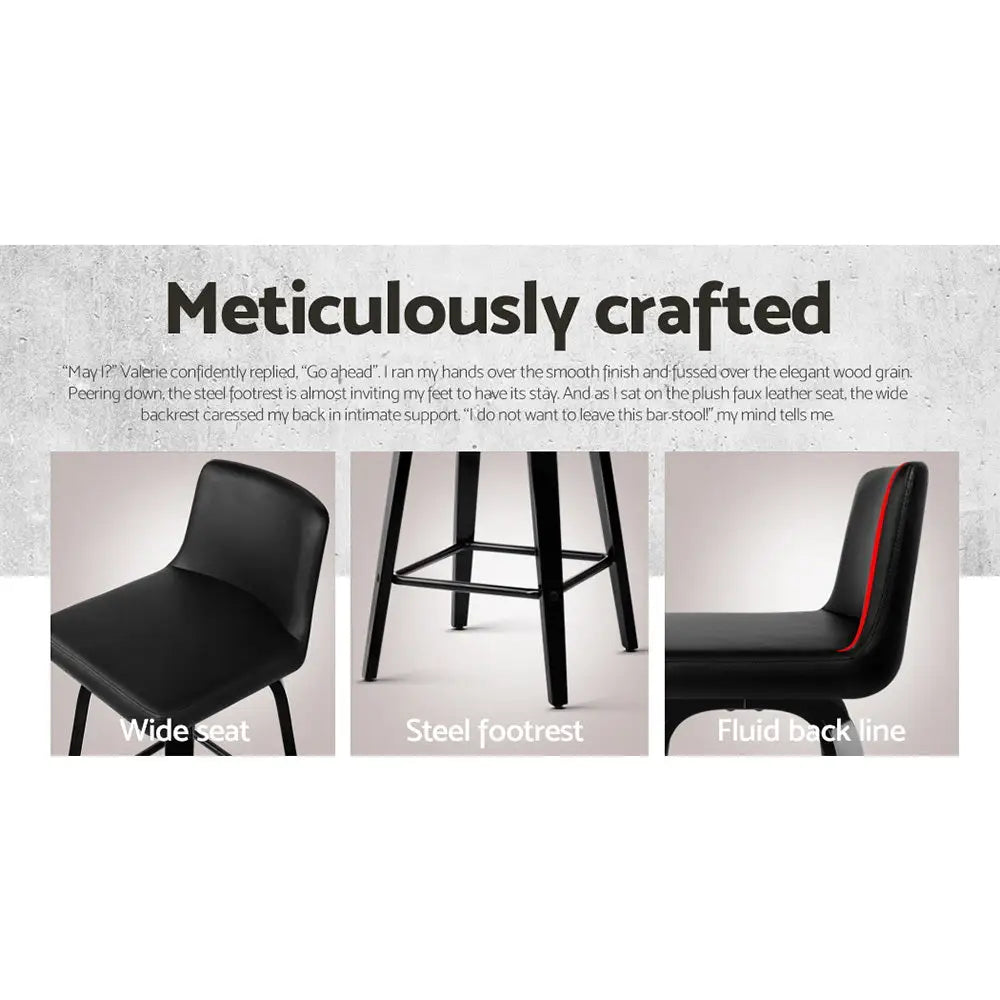 Bar Stools Kitchen Leather Barstools Swivel Wooden Chairs X4