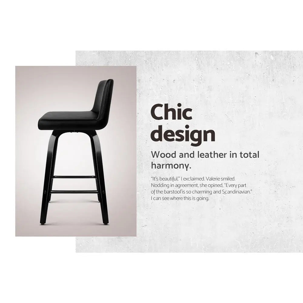 Bar Stools Kitchen Leather Barstools Swivel Wooden Chairs X4