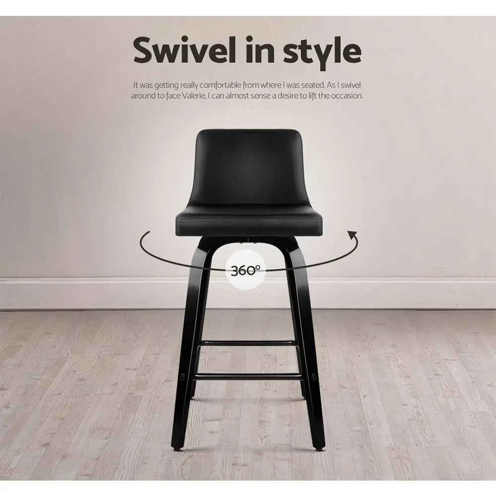 Bar Stools Kitchen Leather Barstools Swivel Wooden Chairs X4