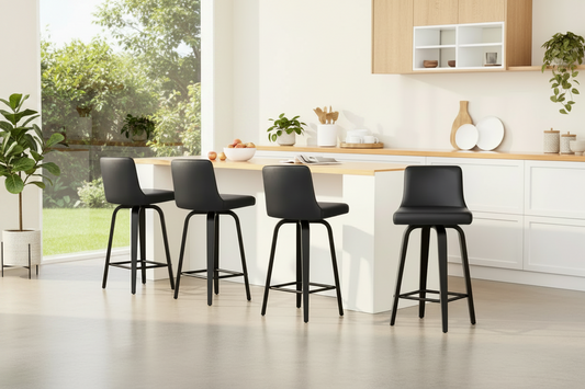 Bar Stools Kitchen Leather Barstools Swivel Wooden Chairs X4