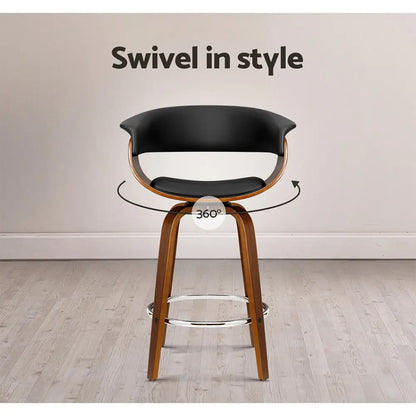 Bar Stools Swivel Pu Seat Wooden