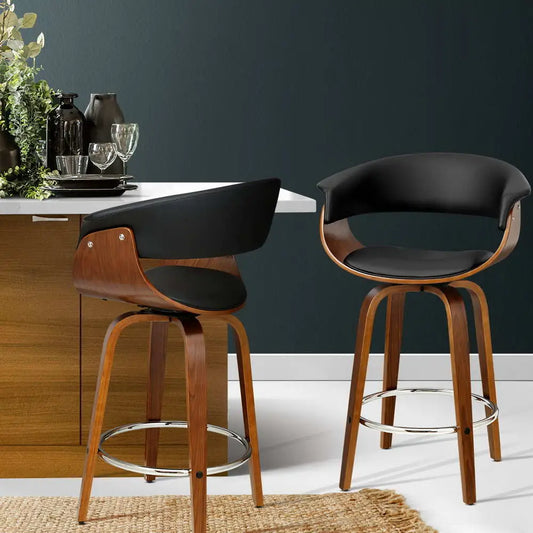 Bar Stools Swivel Pu Seat Wooden
