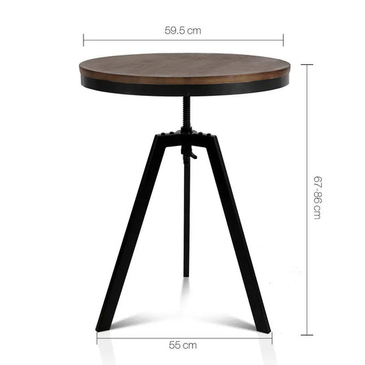 Bar Table 67-86cm Height Round Brown