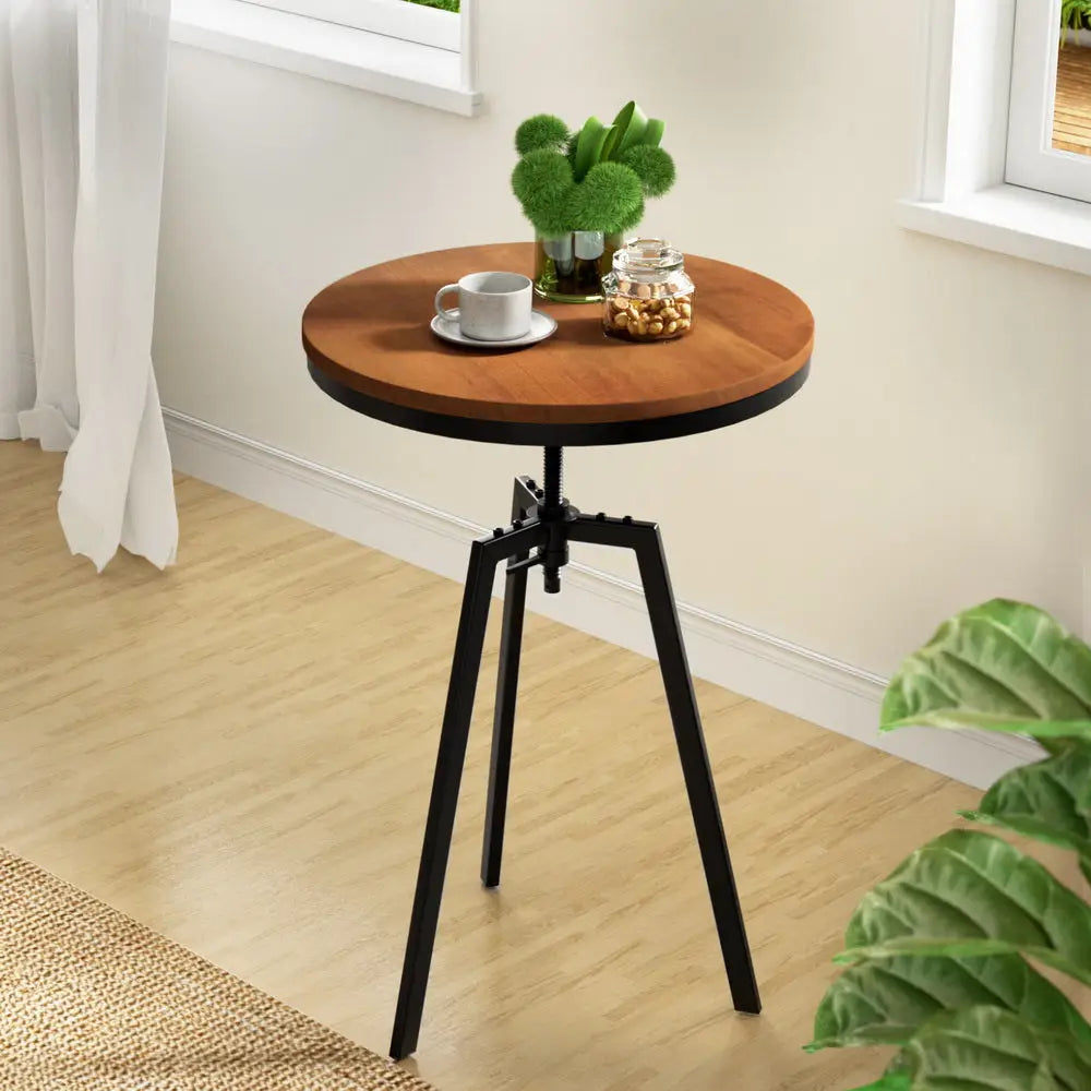 Bar Table 67-86cm Height Round Brown