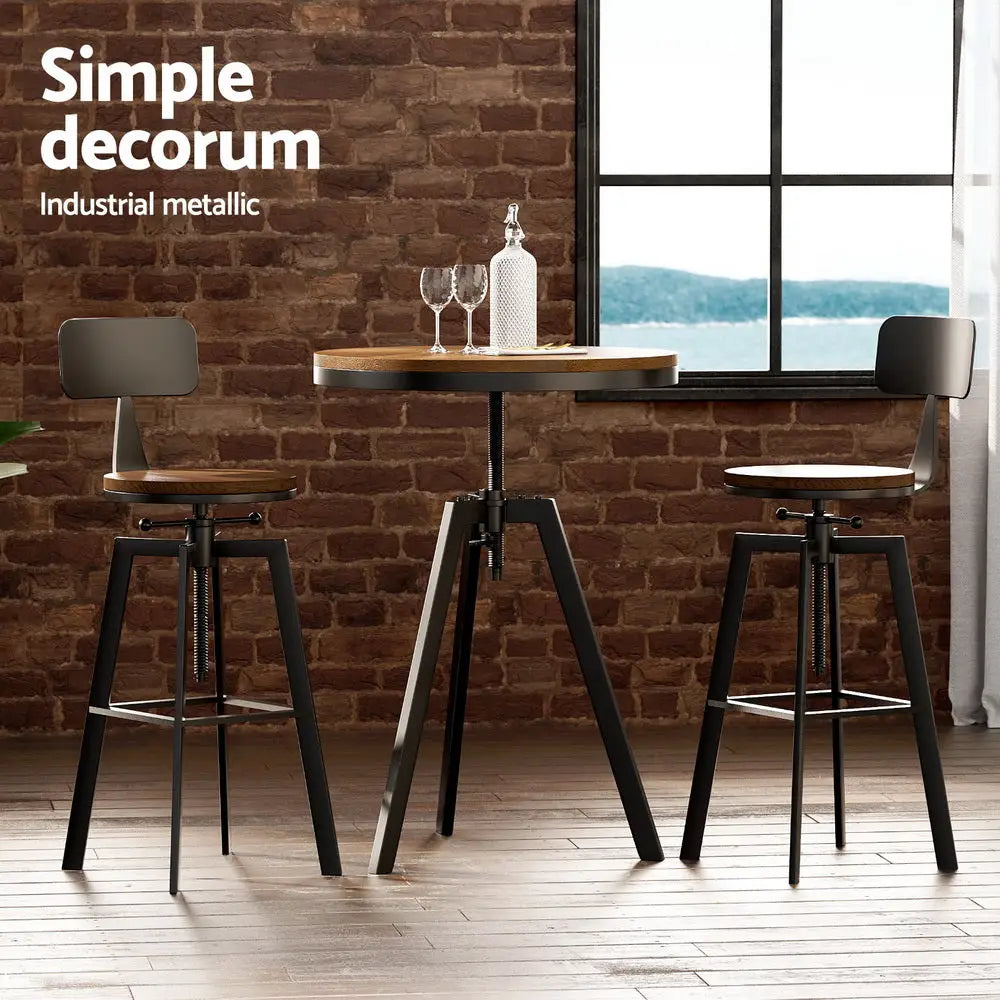 Bar Table and Stools Set Dining Desk Industrial Kitchen Chairs Cafe Pub