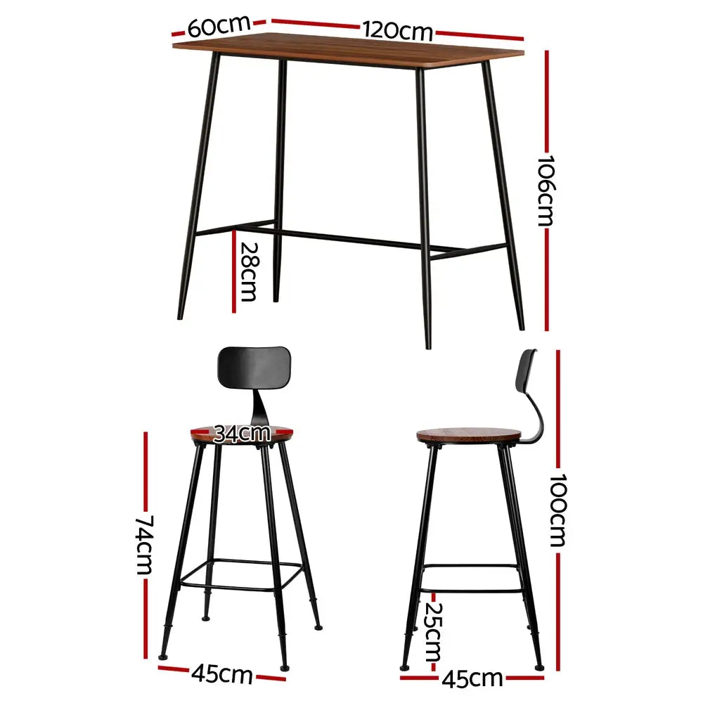 Bar Table and Stools Set Dining Desk Kitchen Chairs Cafe Pub