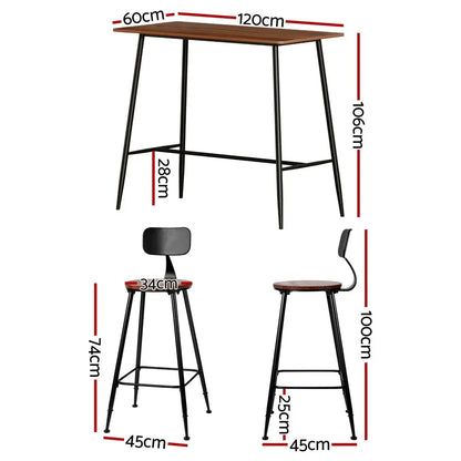 Bar Table and Stools Set Dining Desk Kitchen Chairs Cafe Pub