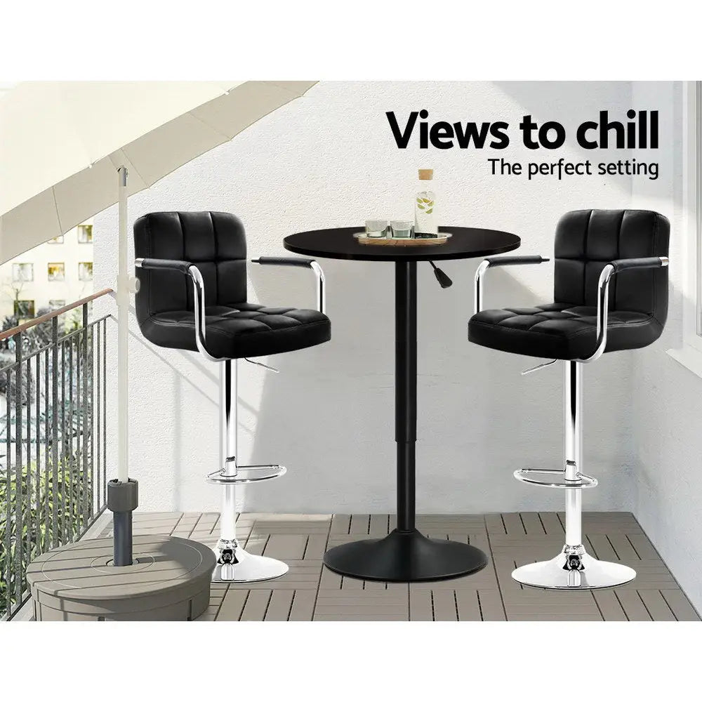 Bar Table Gas Lift Round Black