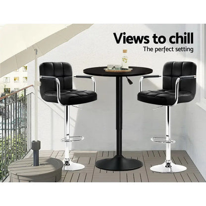 Bar Table Gas Lift Round Black