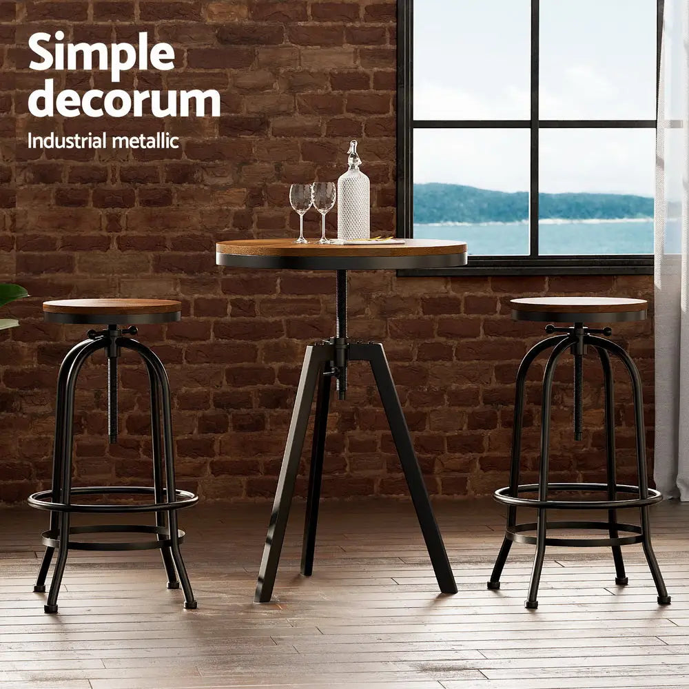 Bar Table Stools Set Dining Desk Industrial Kitchen Chairs Cafe Pub