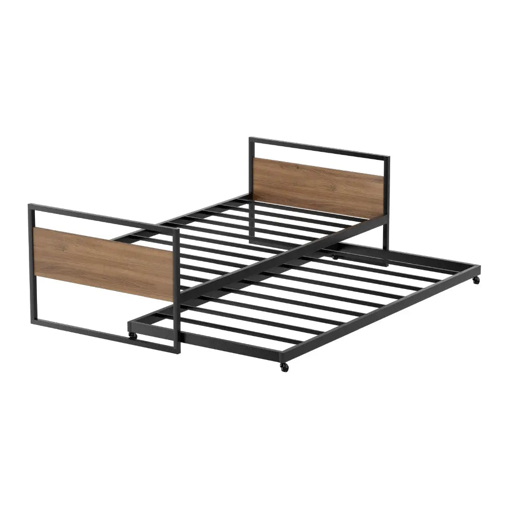 Bed Frame 2x Single Size Metal Trundle Daybed Dean