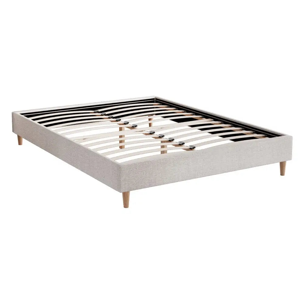 Bed Frame Double Size Beige Zora