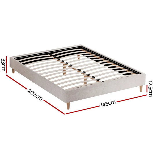 Bed Frame Double Size Beige Zora