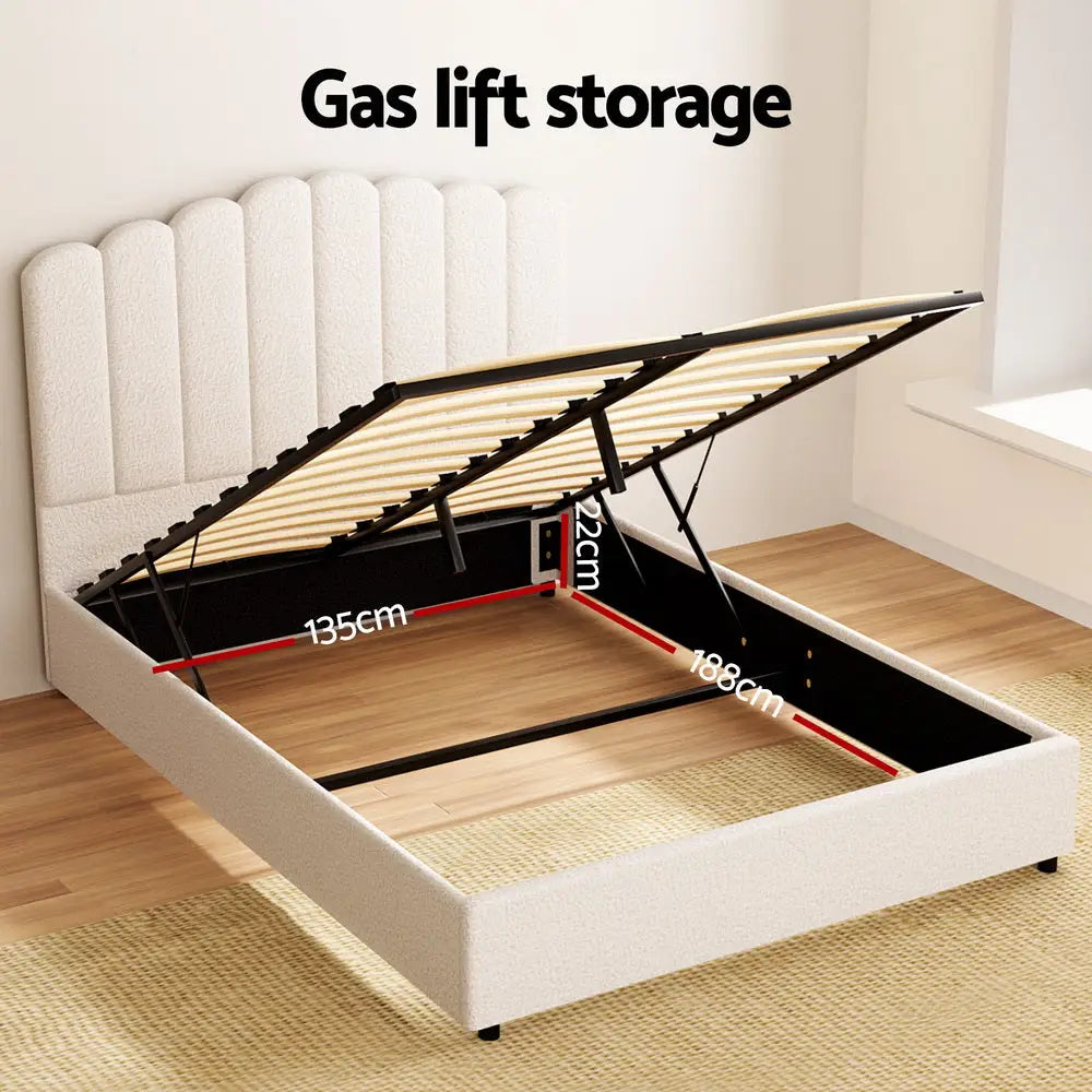 Bed Frame Double Size Boucle Fion