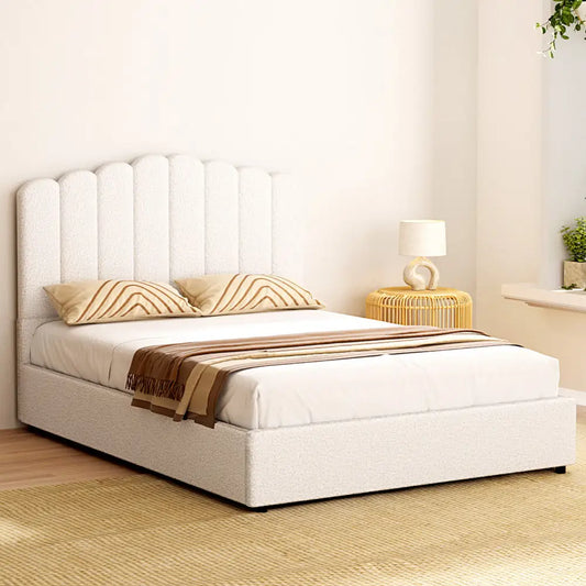 Bed Frame Double Size Boucle Fion