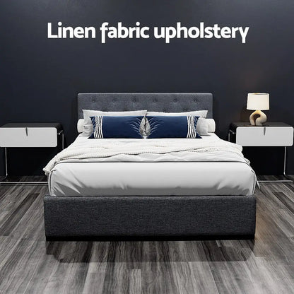 Bed Frame Double Size Gas Lift Charcoal Vila