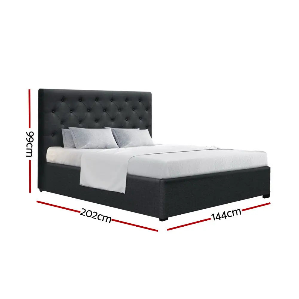 Bed Frame Double Size Gas Lift Charcoal Vila