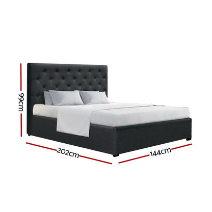 Bed Frame Double Size Gas Lift Charcoal Vila