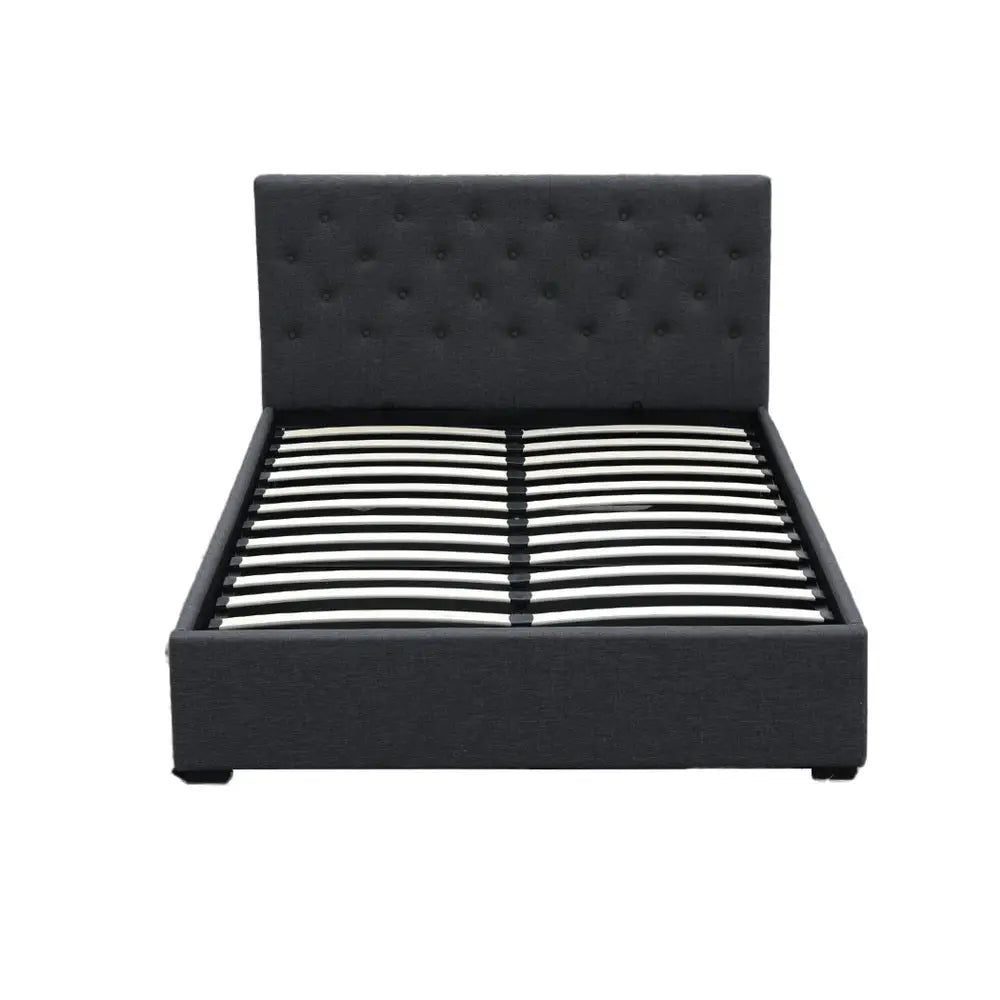 Bed Frame Double Size Gas Lift Charcoal Vila