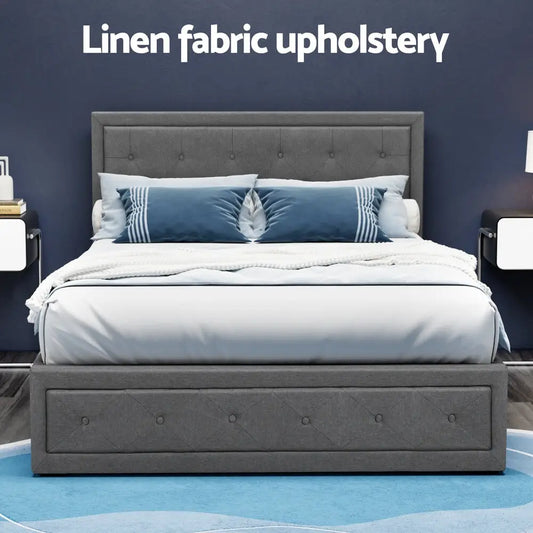 Bed Frame Double Size Gas Lift Grey Tiyo