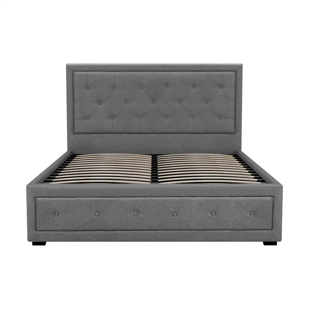Bed Frame Double Size Gas Lift Grey Tiyo