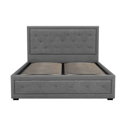 Bed Frame Double Size Gas Lift Grey Tiyo