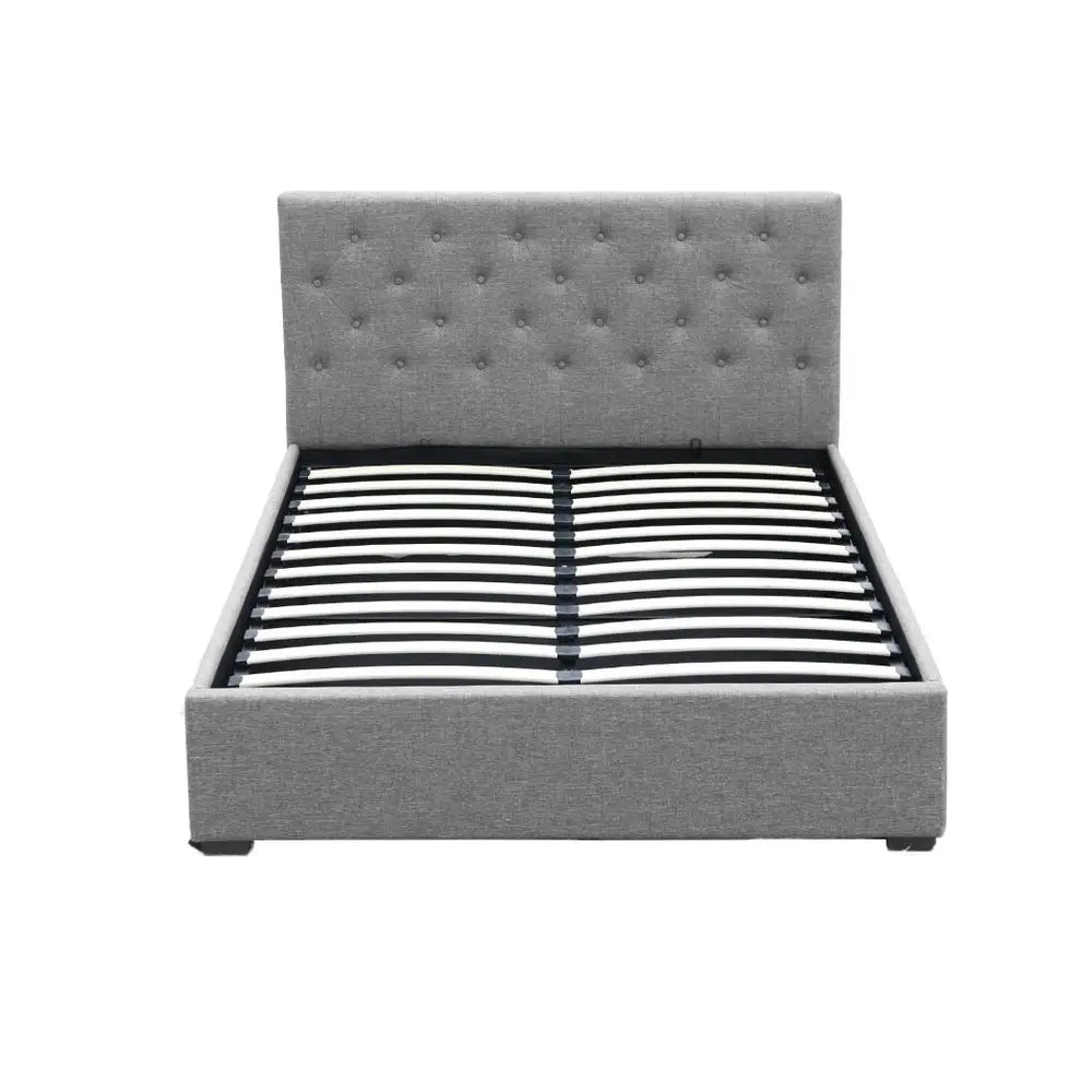 Bed Frame Double Size Gas Lift Grey Vila