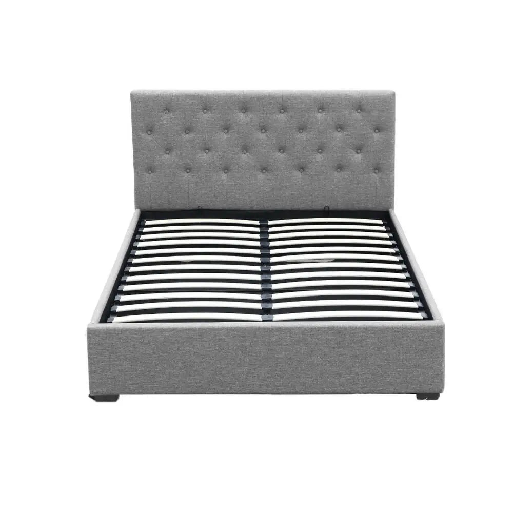 Bed Frame Double Size Gas Lift Grey Vila