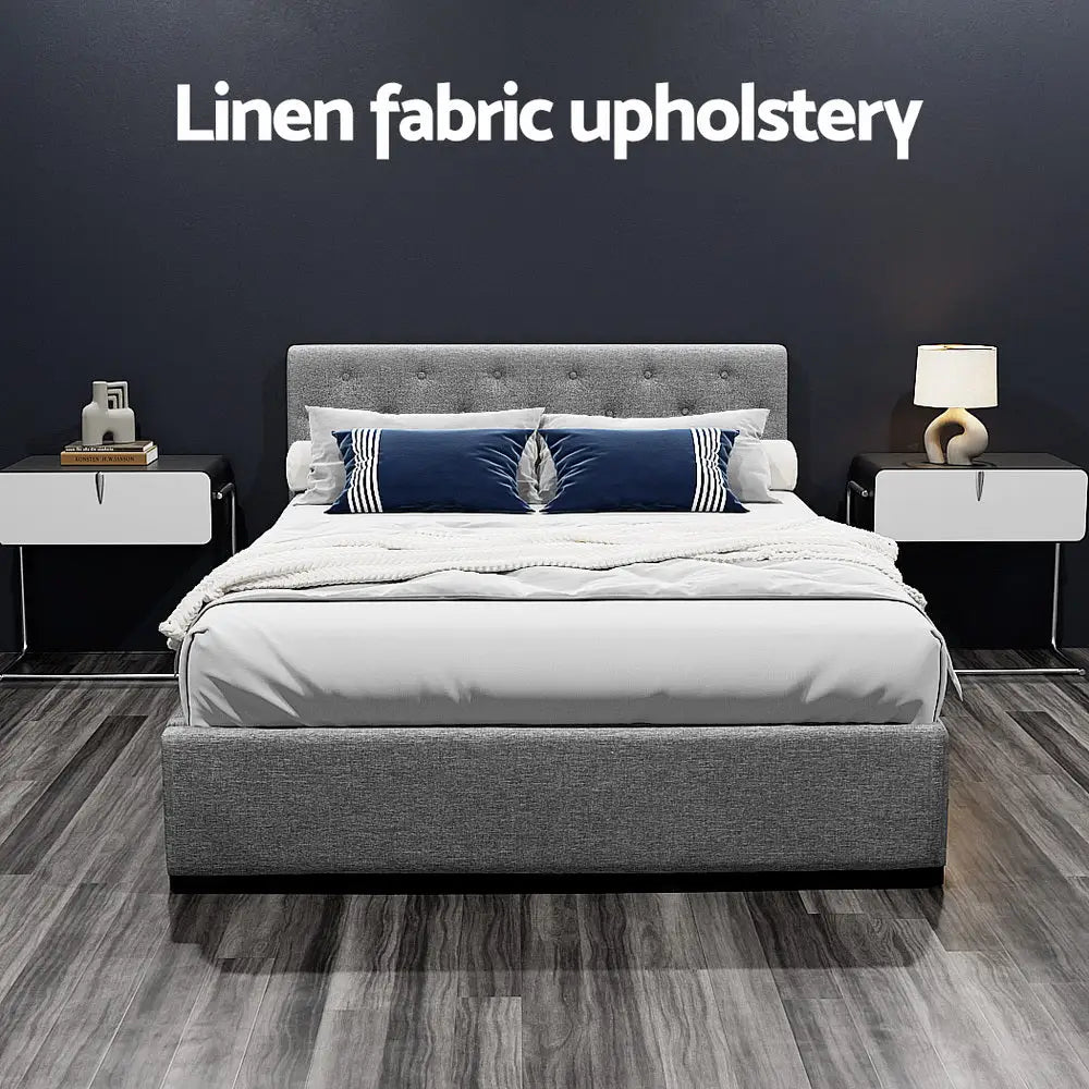 Bed Frame Double Size Gas Lift Grey Vila