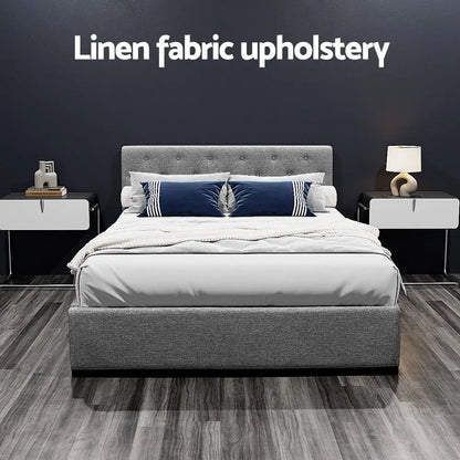 Bed Frame Double Size Gas Lift Grey Vila