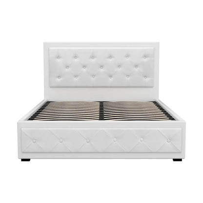 Bed Frame Double Size Gas Lift White Tiyo