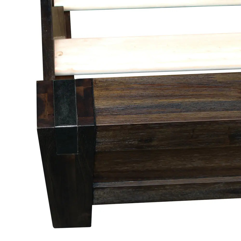 Bed Frame Double Size in Solid Wood Veneered Acacia Bedroom Timber Slat Chocolate
