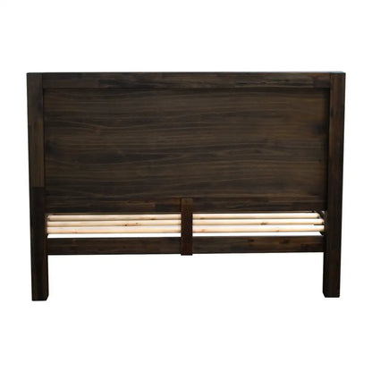Bed Frame Double Size in Solid Wood Veneered Acacia Bedroom Timber Slat Chocolate