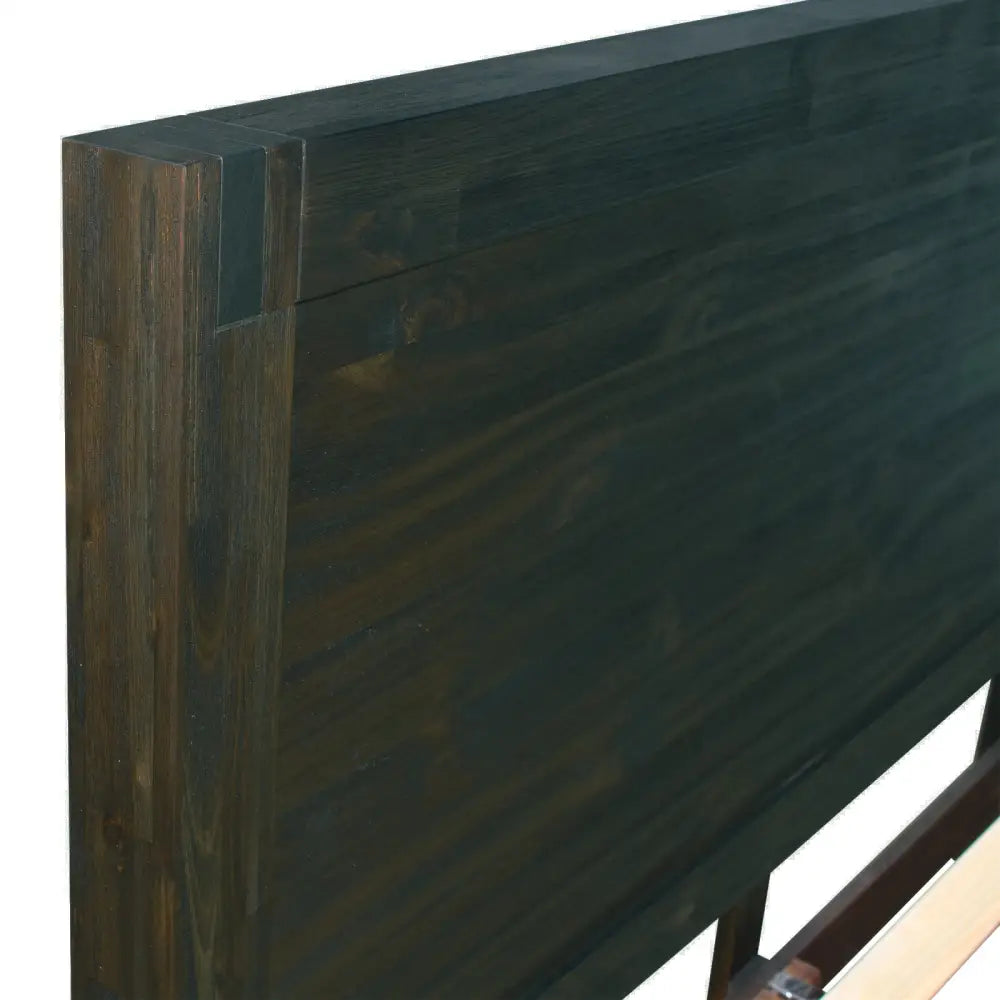 Bed Frame Double Size in Solid Wood Veneered Acacia Bedroom Timber Slat Chocolate