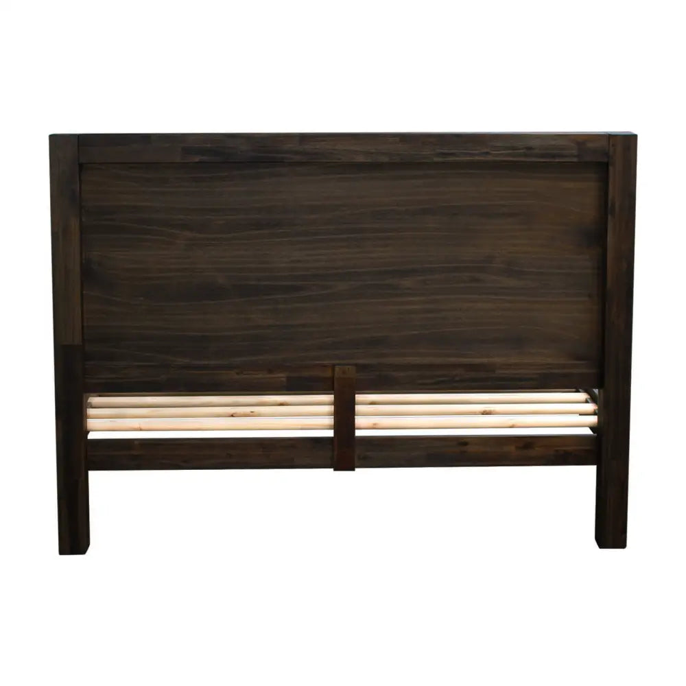 Bed Frame Double Size in Solid Wood Veneered Acacia Bedroom Timber Slat Chocolate