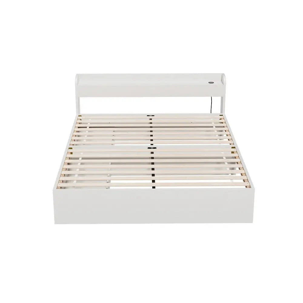 Bed Frame Double Size Mattress Base Wtih Charging Ports 2 Storage Drawers