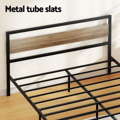 Bed Frame Double Size Metal Base Mattress Platform Foundation Black Drew