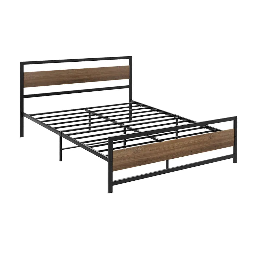 Bed Frame Double Size Metal Base Mattress Platform Foundation Black Drew