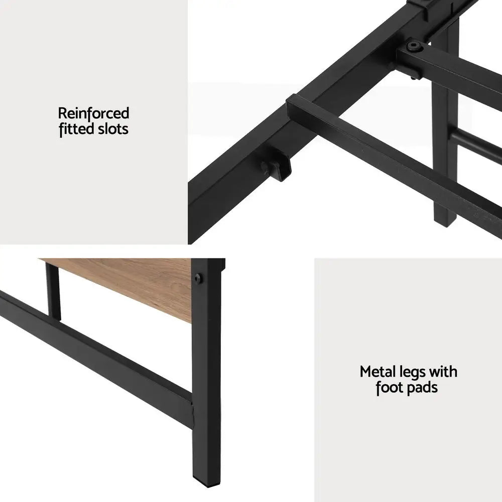 Bed Frame Double Size Metal Base Mattress Platform Foundation Black Drew