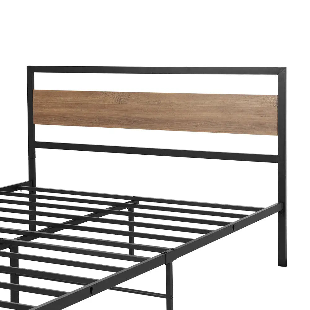 Bed Frame Double Size Metal Base Mattress Platform Foundation Black Drew