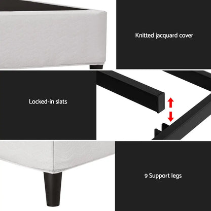 Bed Frame Double Size Metal Grey Mason