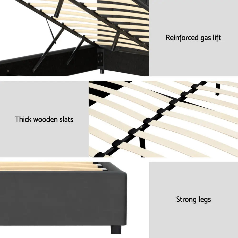 Bed Frame Double Size Velvet Grey Fion