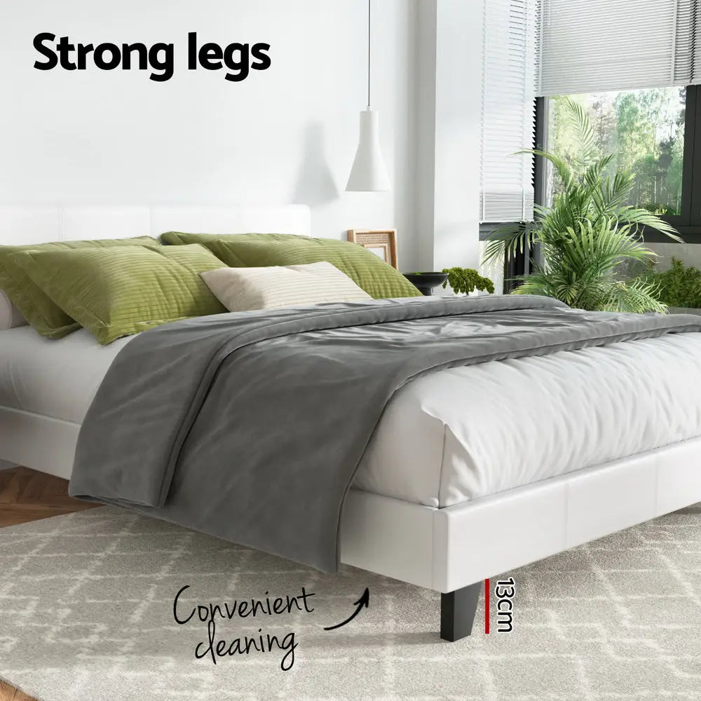 Bed Frame Double Size White Neo