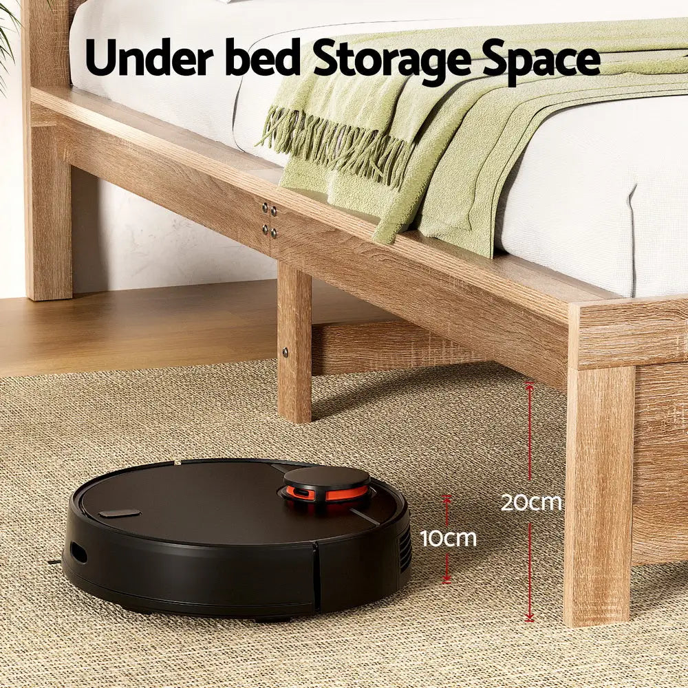 Bed Frame Double Size Wooden Acacia Wood Oatmeal