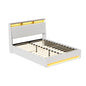 Bed Frame Gas Lift Led Beds Base Platform White Pvc Leather Storage Headboard - Queen