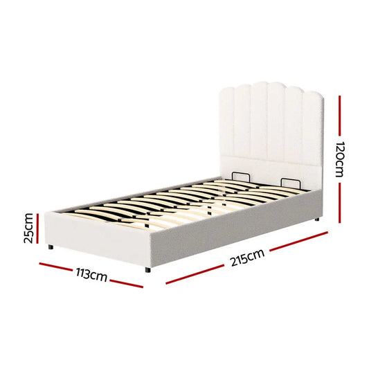 Bed Frame King Single Size Boucle Fion